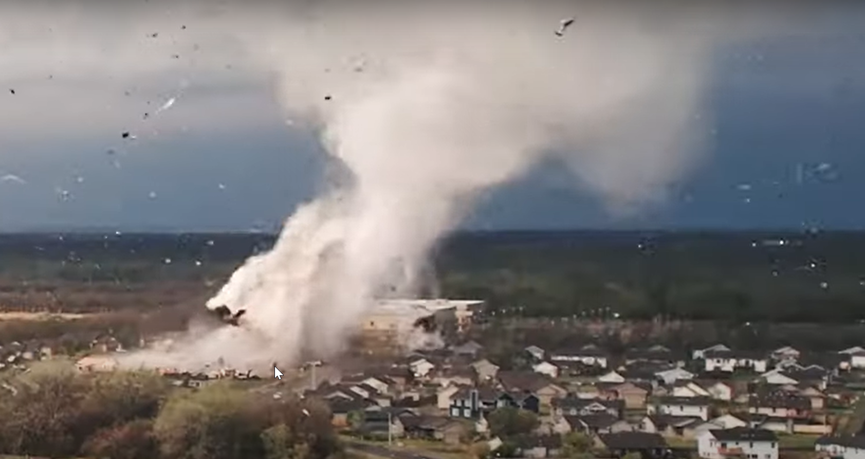 Tornado and airborne debris